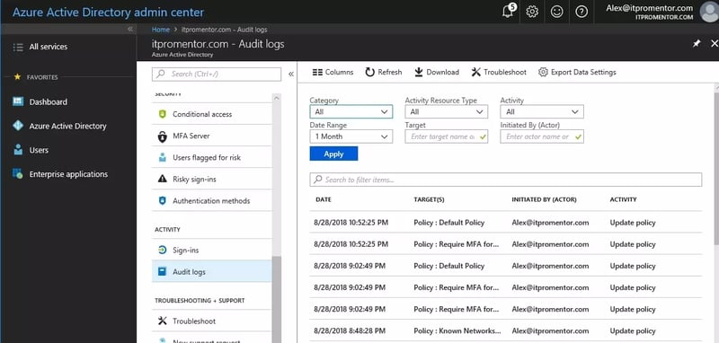 Azure active directory admin center