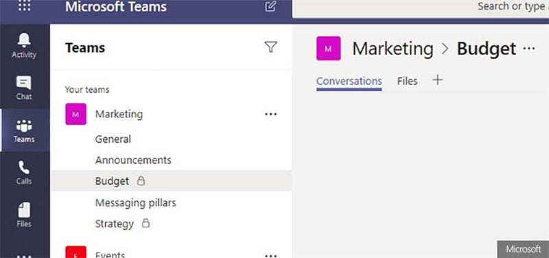 Microsoft Teams Budget section