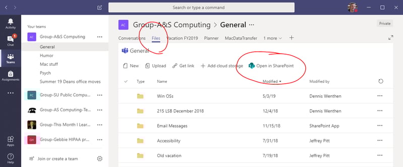 project management on teams Microsoft Teams File section