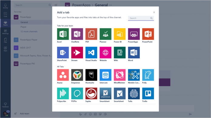 project management on teams Tab functionality